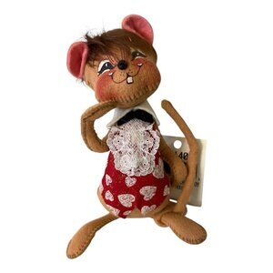 Annalee Dolls Vtg 1999 Sweetheart Boy Mouse Valentine Tags 7" Poseable with Tags